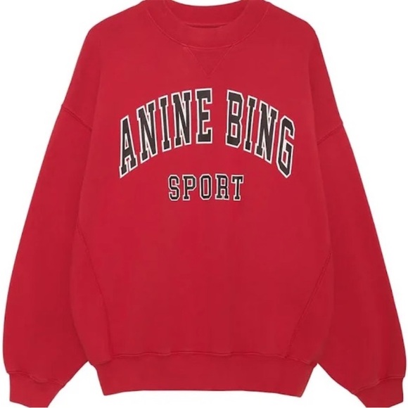 Anine Bing Sport Jaci Sweatshirt in Red Size Medium NWT - Picture 3 of 10